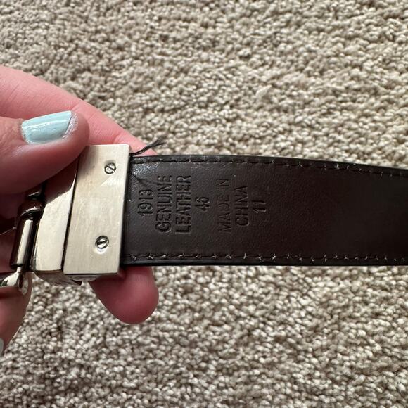 1913 Men's Genuine Leather Belt Black w/ Silver Hardware Men's Waist Size 46 - Picture 5 of 13